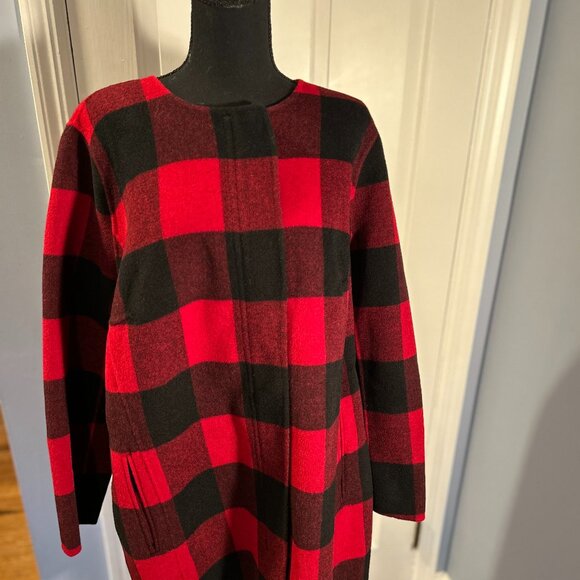 Talbots Buffalo Plaid Red/Black Wool Coat, Ladies 1X - Picture 1 of 9